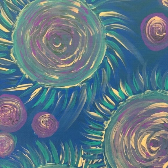 Original Painting Blue Purple Trippy Retro 80s Design 12”x12” Wall Decor - Picture 6 of 11